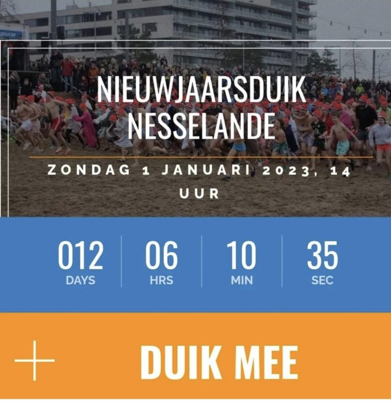 Inschrijven voor nieuwjaarsduik Nesselande